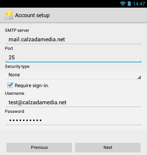 Android Email App SMTP Settings