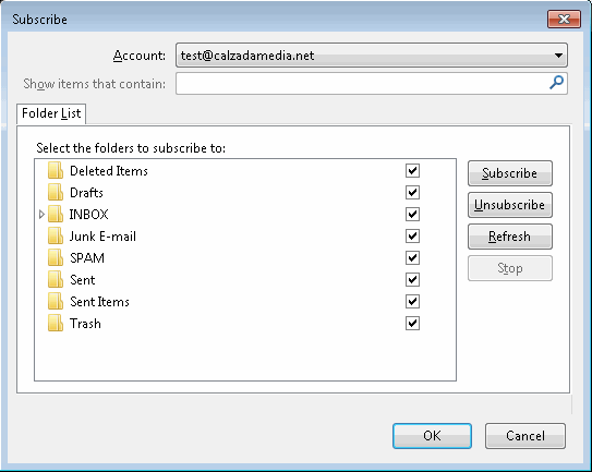 Mozilla Thunderbird IMAP Folder Subscribe 2
