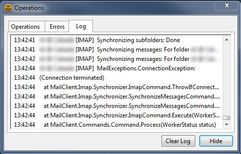 eM Client Sync Log Error