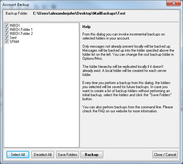 IMAPSize Account Backup IMAPSize Account Backup