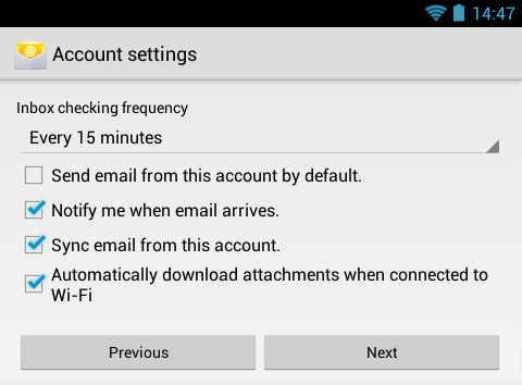Android Email App Account Settings Android Email App Account Settings