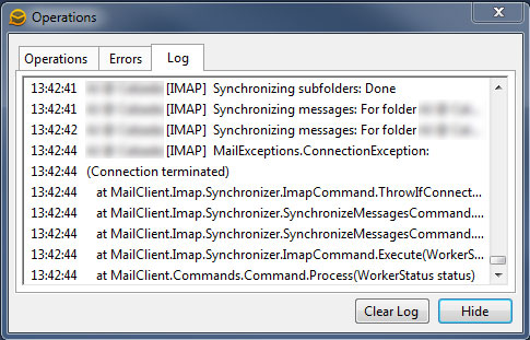 eM Client Sync Log Error eM Client Sync Log Error