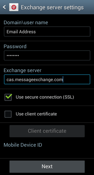 Setting up Hosted Exchange 2010 on Android Device.