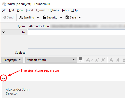 Example of Mozilla Thunderbird signature separator.