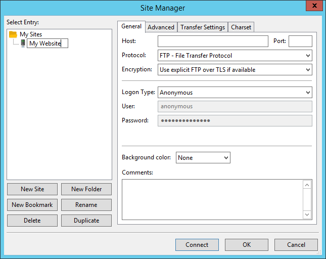 FileZilla Site Manager 1 FileZilla Site Manager 1